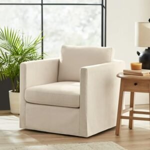 Better Homes & Gardens Waylen Slipcover Swivel Chair, Cream, by Dave & Jenny Marrs