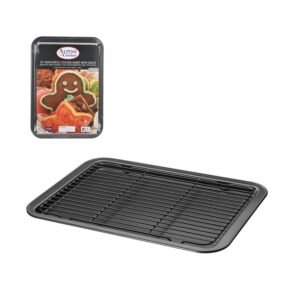 Carbon Steel Cookie Sheet 13" x 9" – Nonstick Gray with Cooling Rack